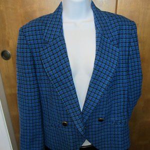 VINTAGE Cobalt Blue/TorquoiseBlack Plaid Jacket